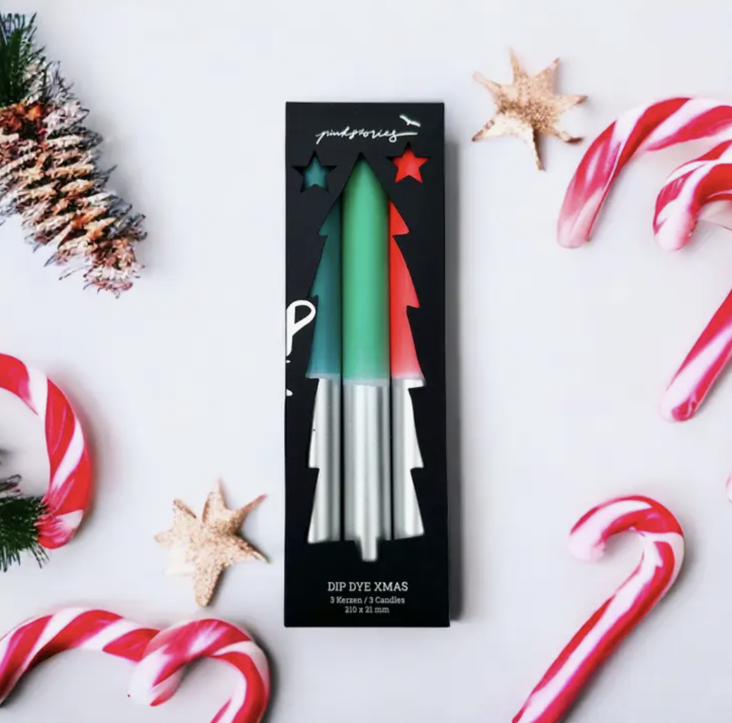 Dip Dye Holly Jolly Taper Candles