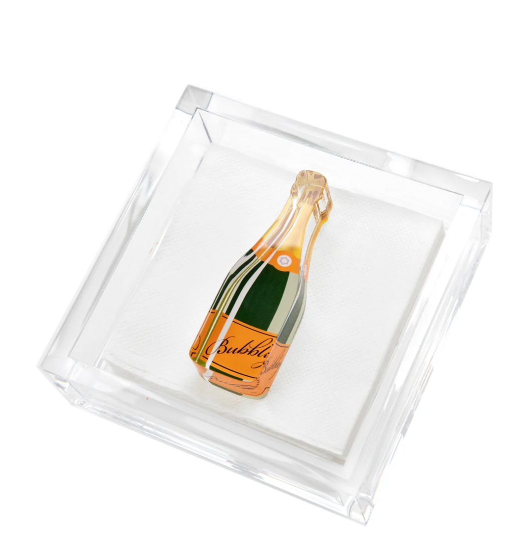 Champagne Napkin Holder with Champagne Bottle