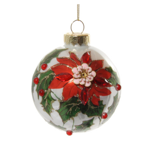 Poinsettia Ball Ornament