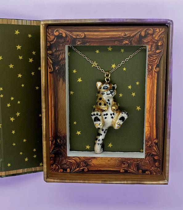 Gold Spotted Leopard Cub Necklace