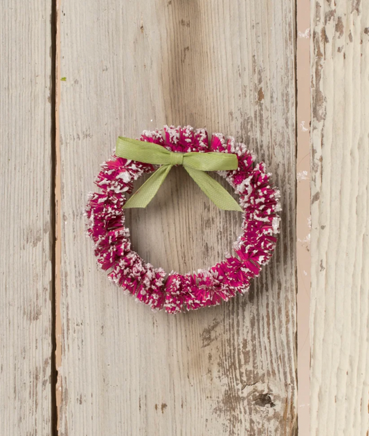 Hot Pink Wreath with Green Bow