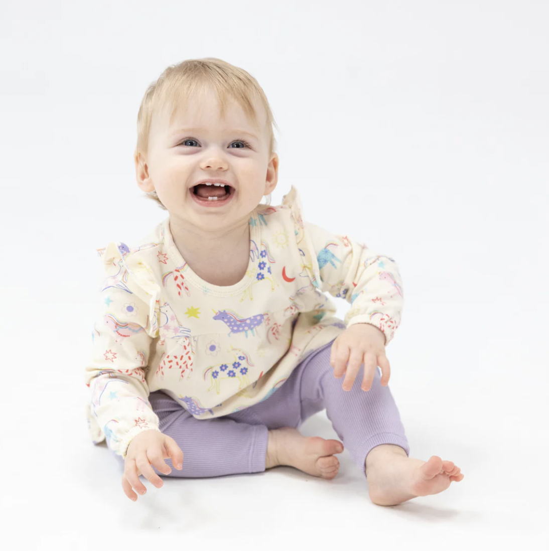 Fun Unicorns Ruffle Top Tunic & Rib Legging