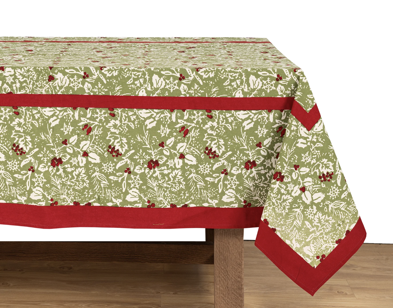 Baies de houx Red & Green Tablecloth + Napkins