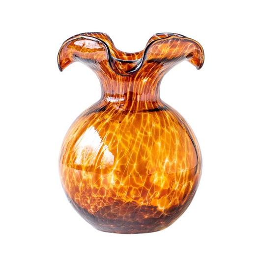 Hibiscus Glass Brown Tortoiseshell Small Fluted Vase