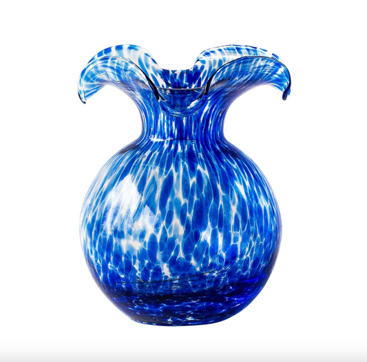 Hibiscus Glass Cobalt Tortoiseshell Small Fluted Vase