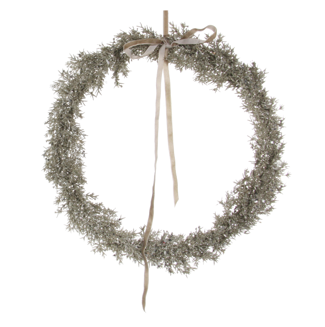 Glitter Juniper Wreath with Silver Beads