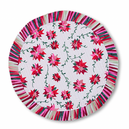 Poinsettia Round Placemats - S/4