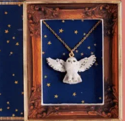 Golden Snowy Owl Necklace