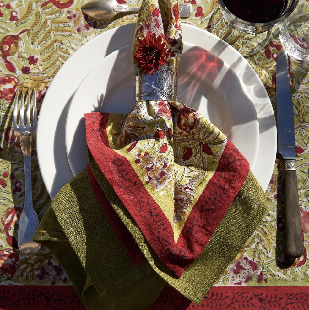 Winter Garden French Tablecloth + Napkins