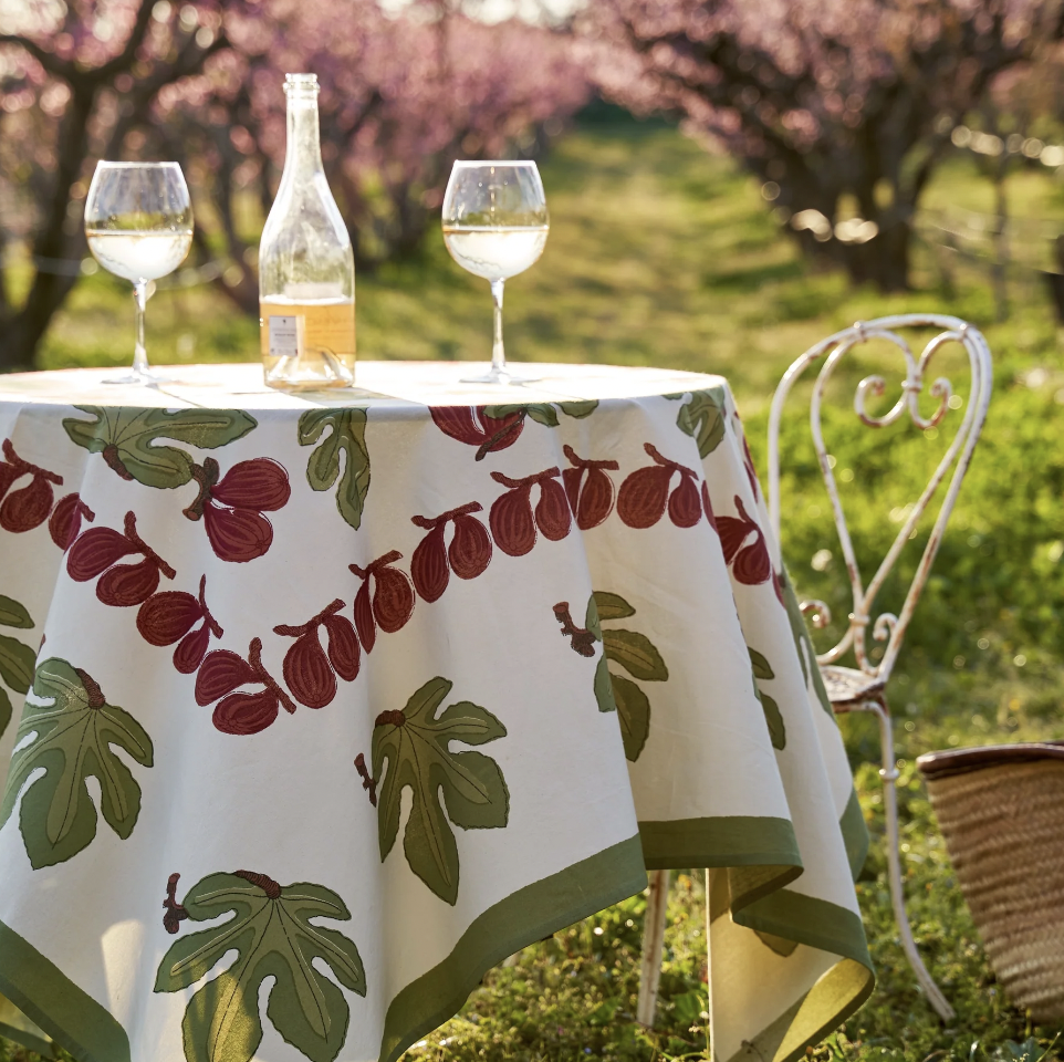 Fig Red & Green French Tablecloth + Napkins