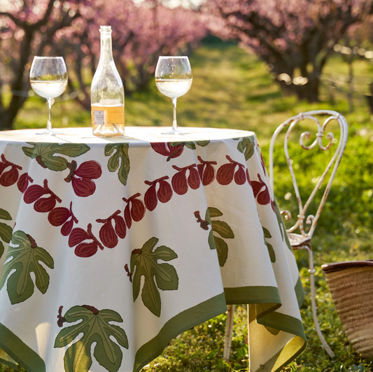 Fig Red & Green French Tablecloth + Napkins