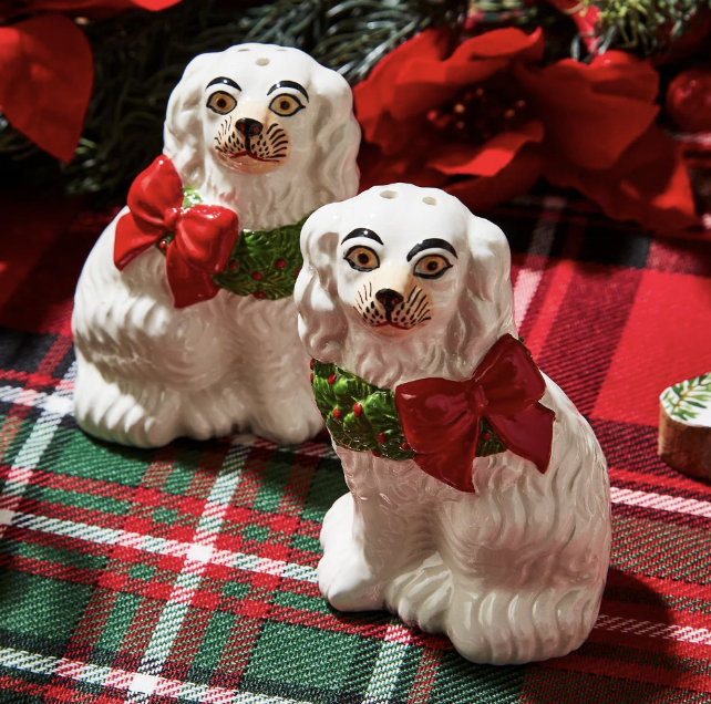 Holiday Staffordshire Dog Salt & Pepper Shakers