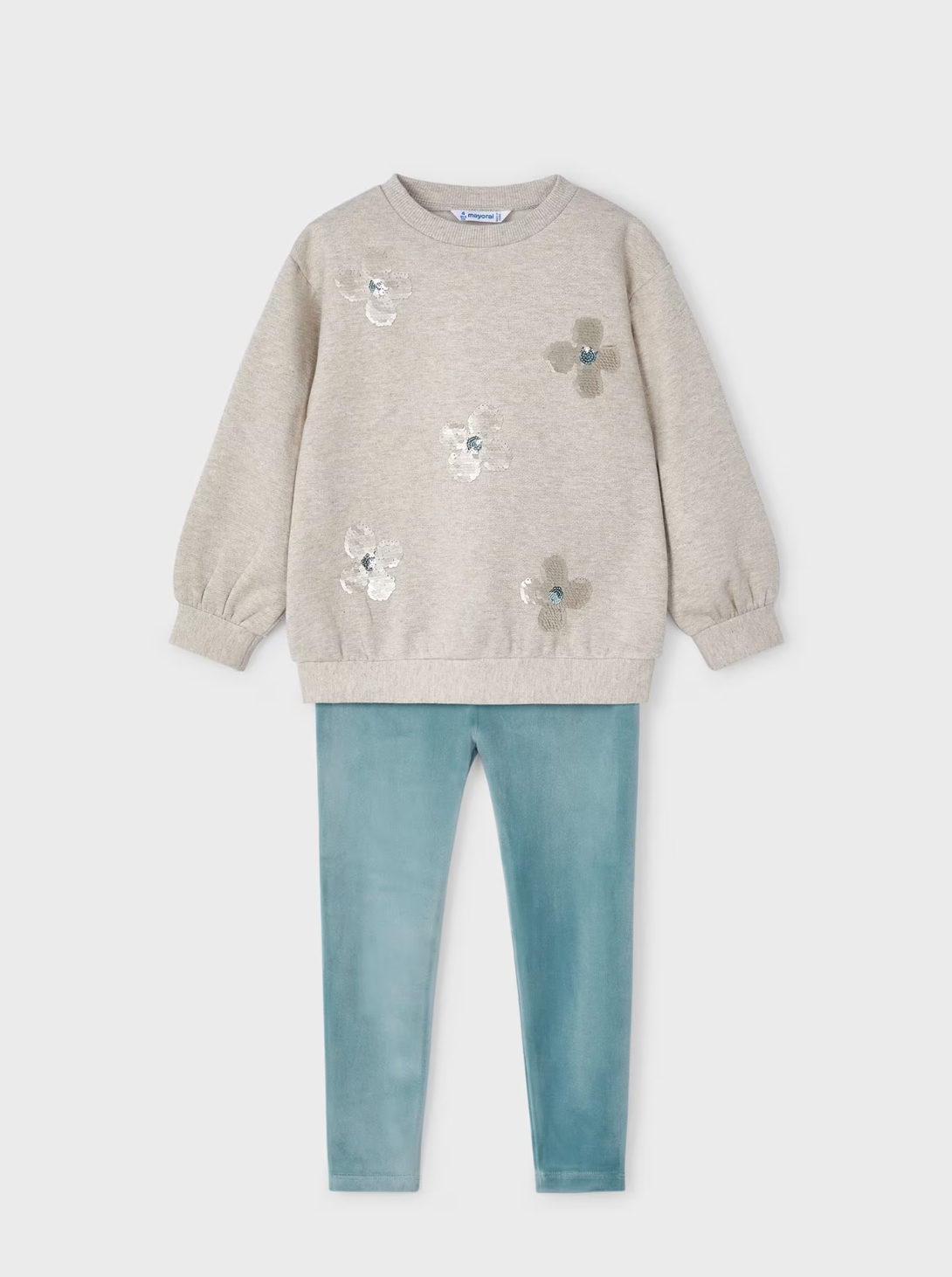 Sequined Flower Sweatshirt & Leggings Set