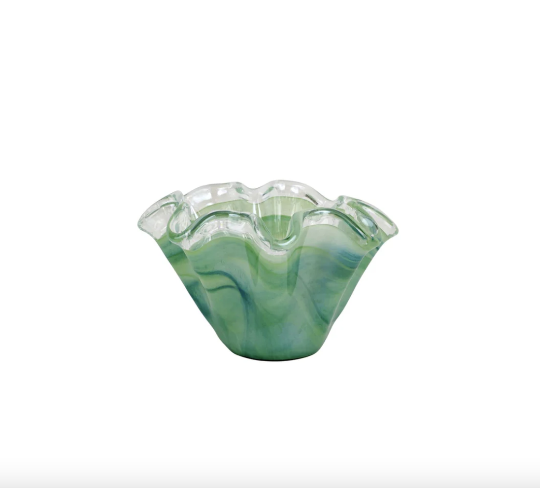 Onda Glass Petite Ruffled Round Bowl