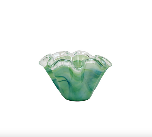 Onda Glass Petite Ruffled Round Bowl