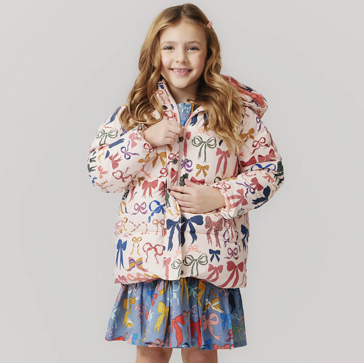 Bows on Bows Pink Puffer Coat