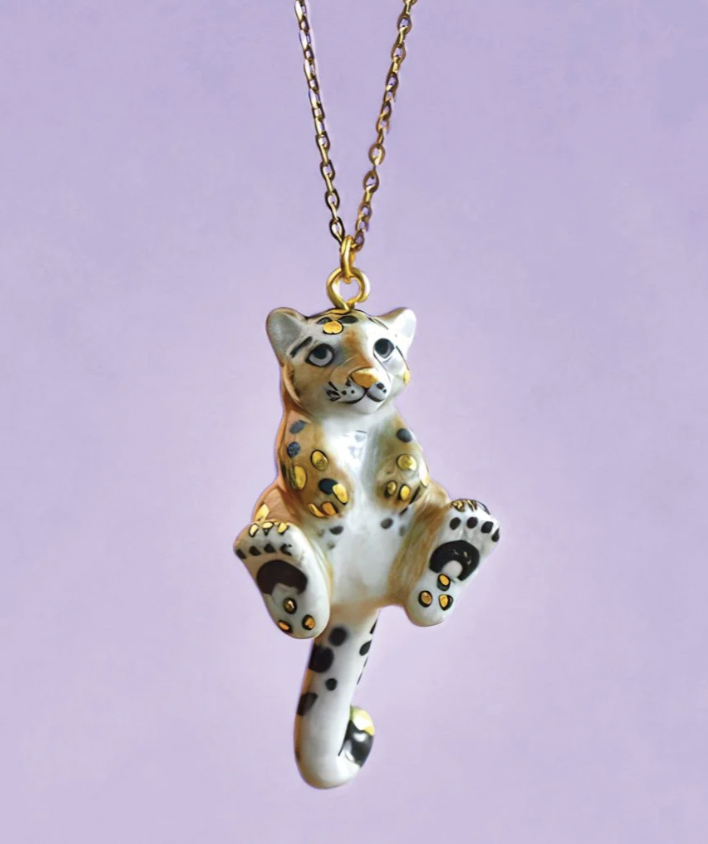 Gold Spotted Leopard Cub Necklace