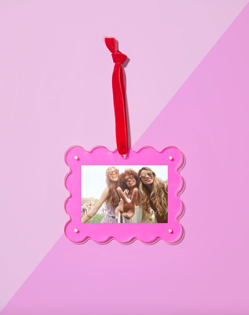 Hot Pink Scalloped Mini Photo Frame Ornament