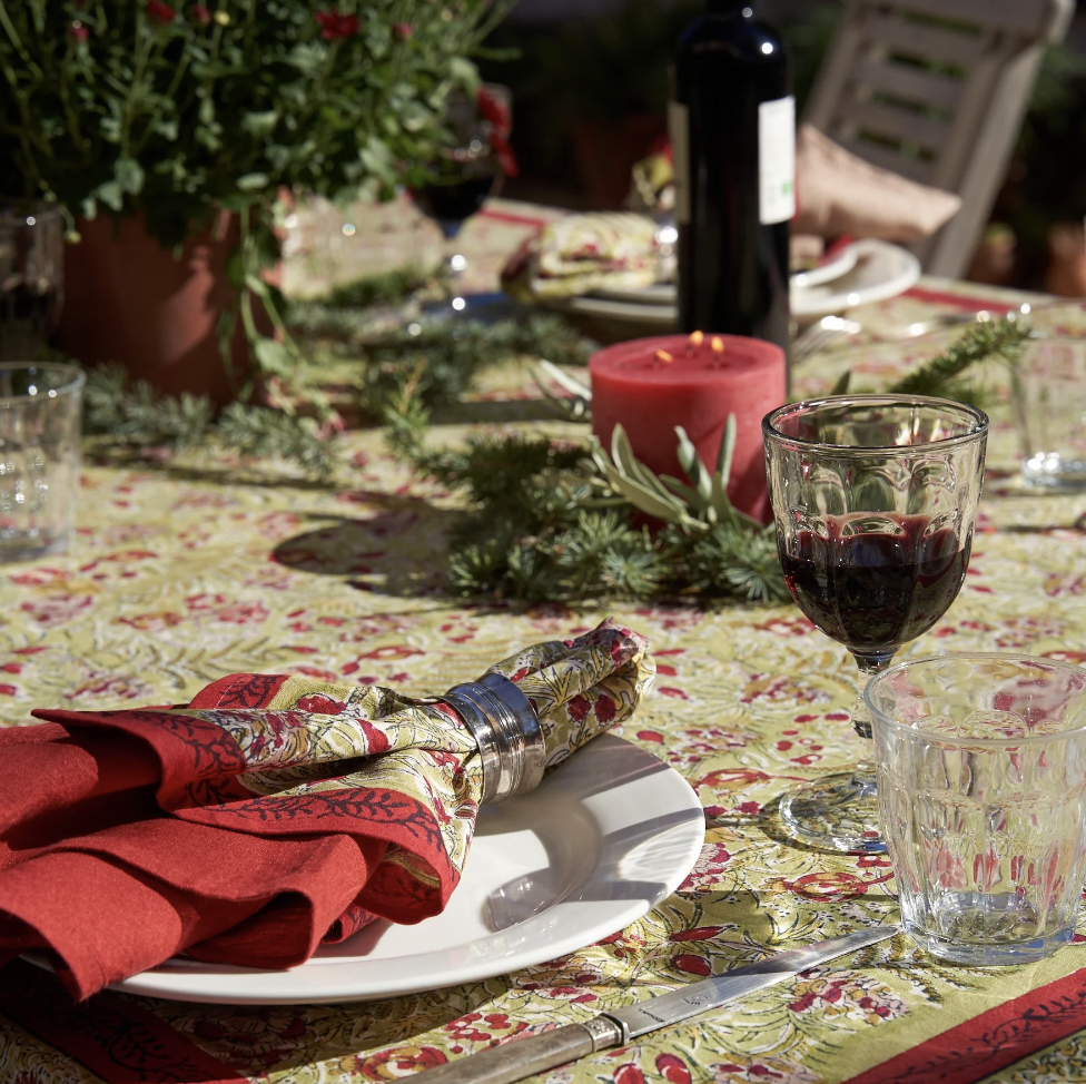 Winter Garden French Tablecloth + Napkins