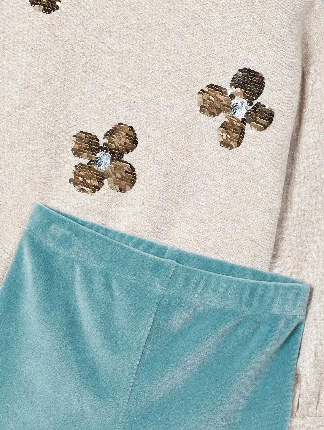 Sequined Flower Sweatshirt & Leggings Set