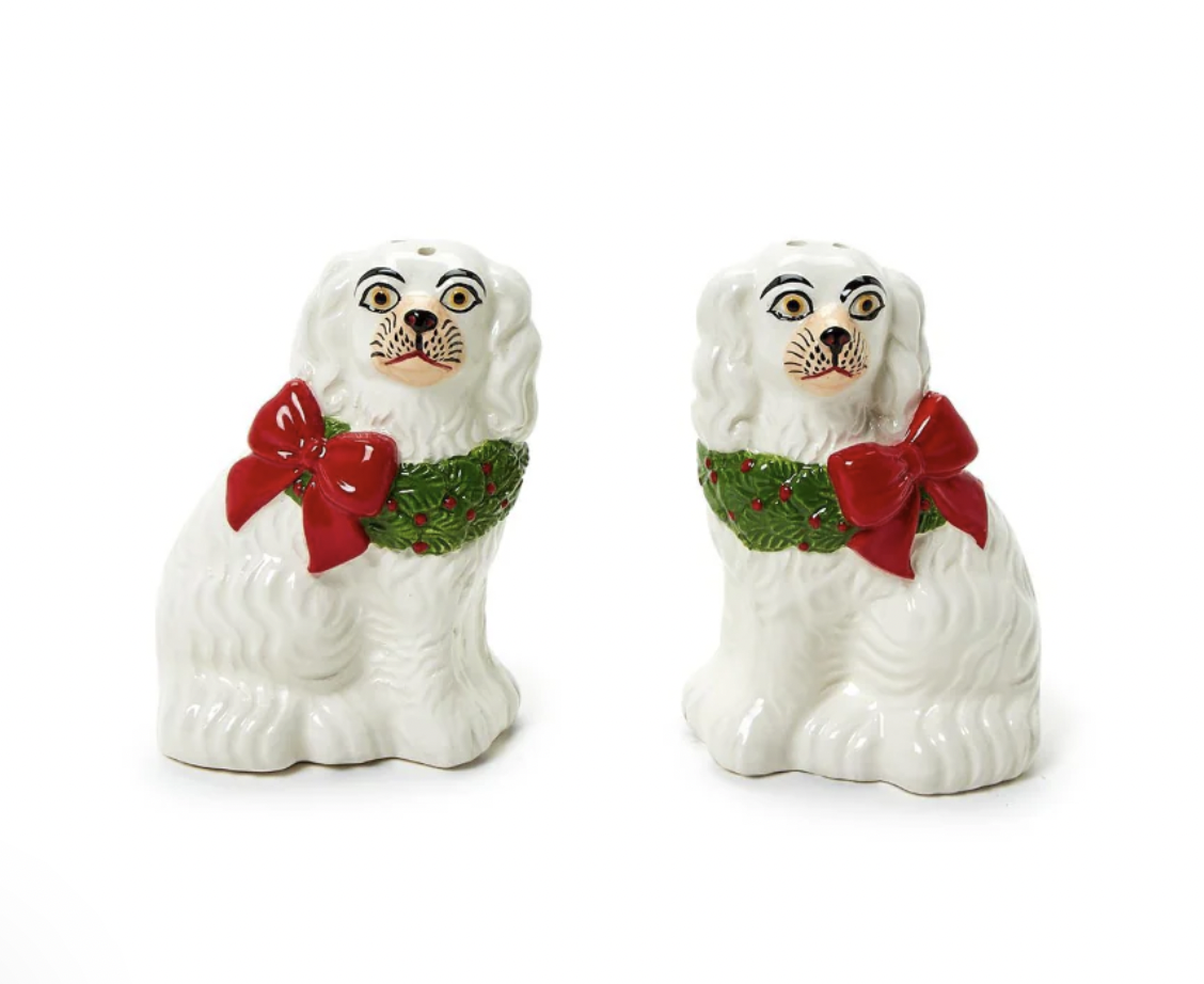 Holiday Staffordshire Dog Salt & Pepper Shakers