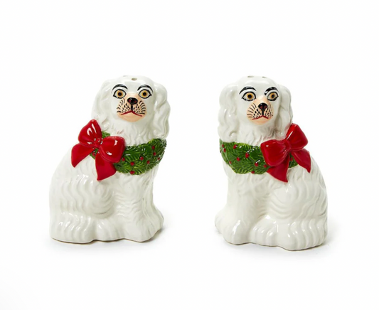 Holiday Staffordshire Dog Salt & Pepper Shakers