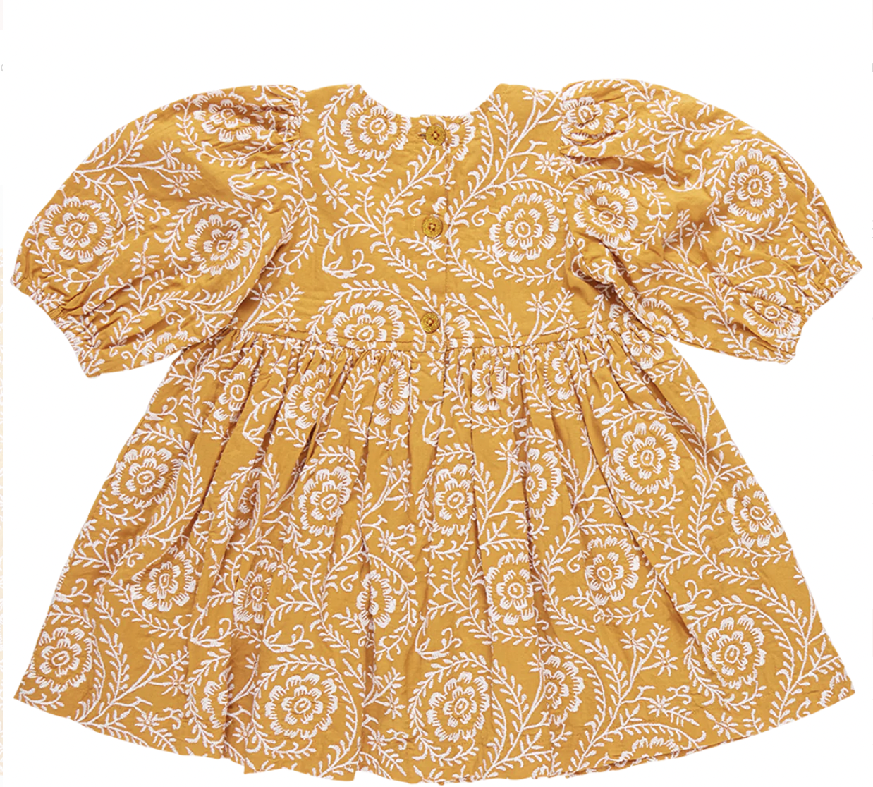 Inca Gold Blooming Embroidery Dress