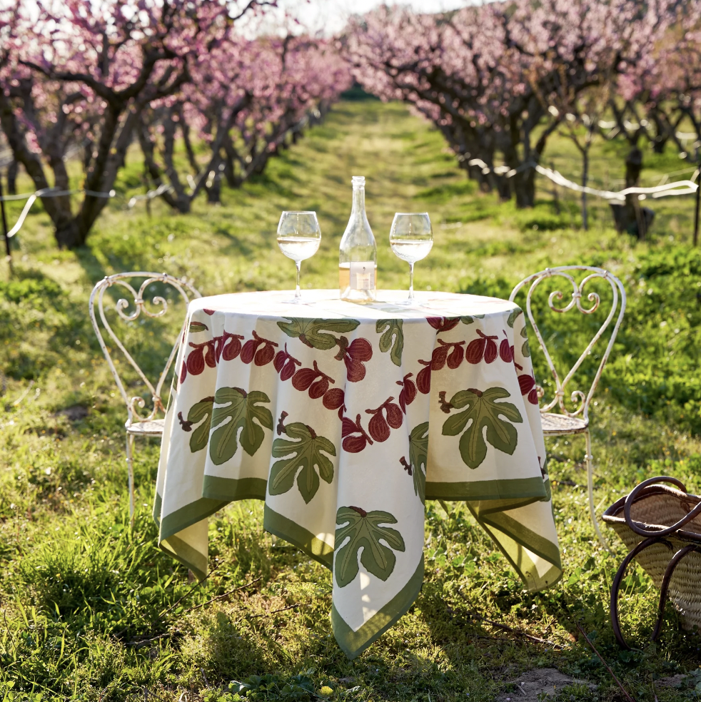 Fig Red & Green French Tablecloth + Napkins