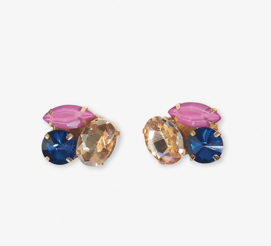 Mixed Pink + Blue + Gold Prism Post Earrings