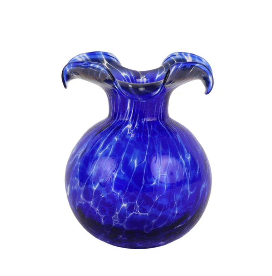 Hibiscus Glass Cobalt Tortoiseshell Bud Vase