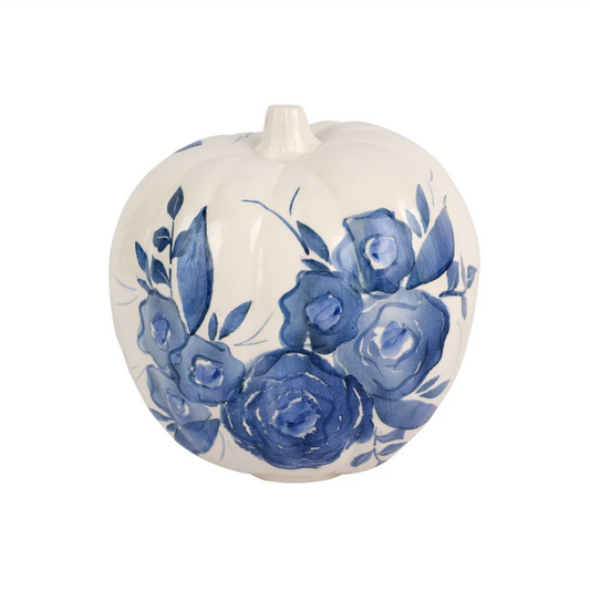 Blue Camellia Tall Figural Pumpkin