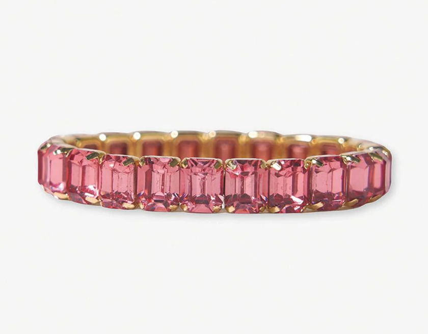 Pink Etta Small Rectangle Stone Stretch Bracelet