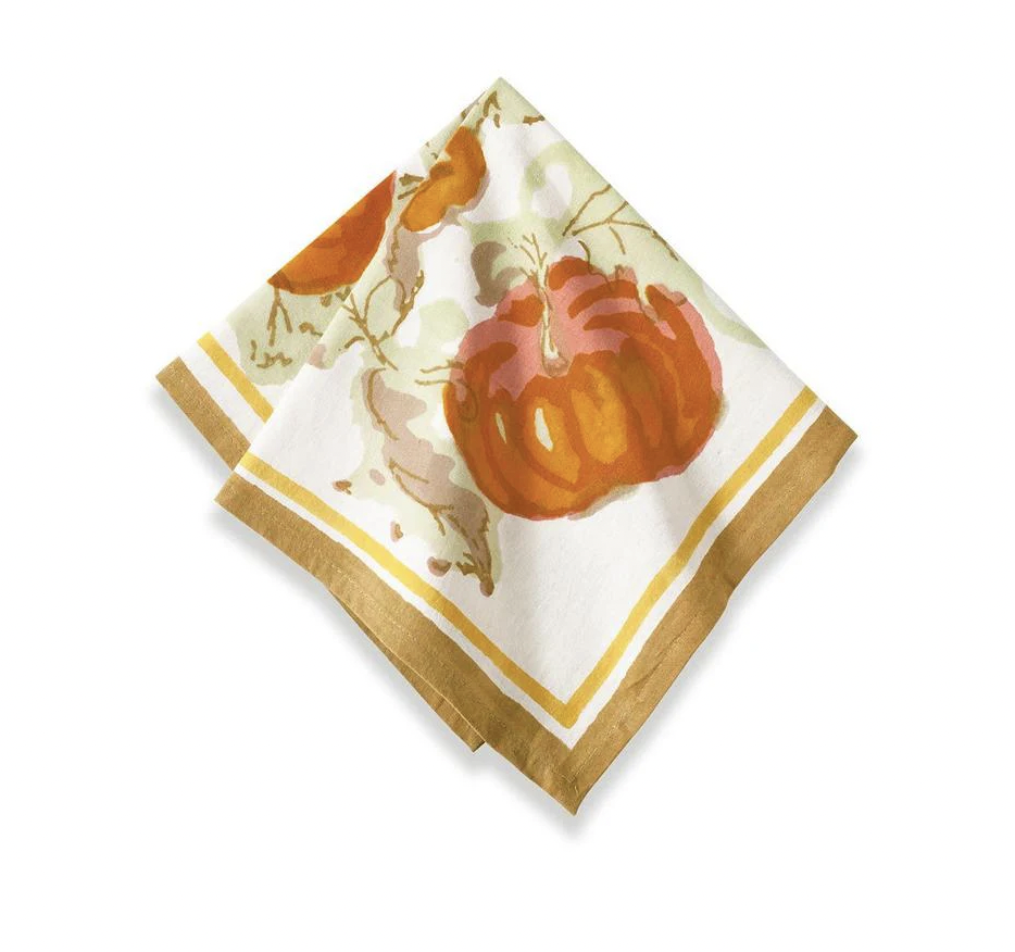 Pumpkin Orange & Mustard French Tablecloth + Napkins