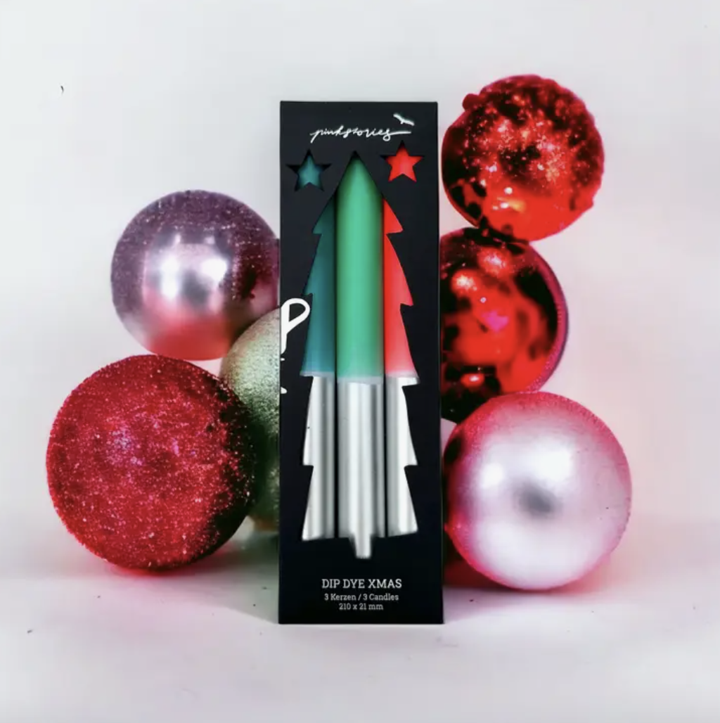 Dip Dye Holly Jolly Taper Candles