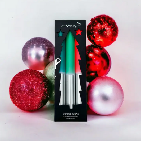 Dip Dye Holly Jolly Taper Candles