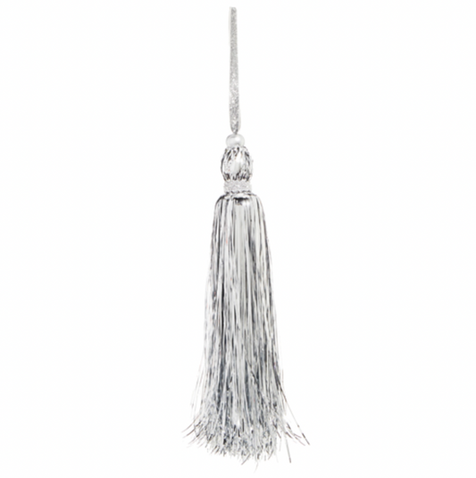 Silver Tinsel Tassel Ornament