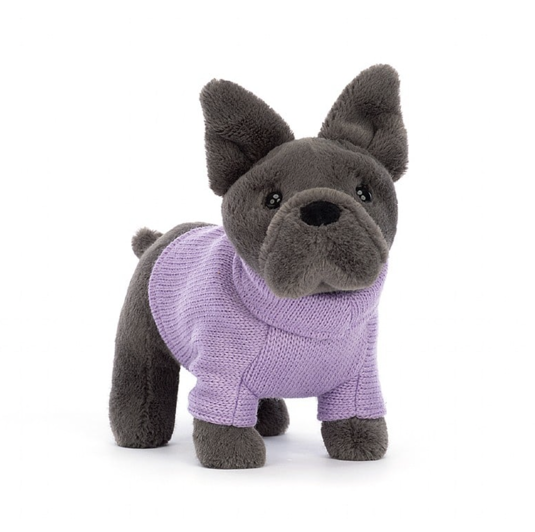 Frenchie in Purple Sweater