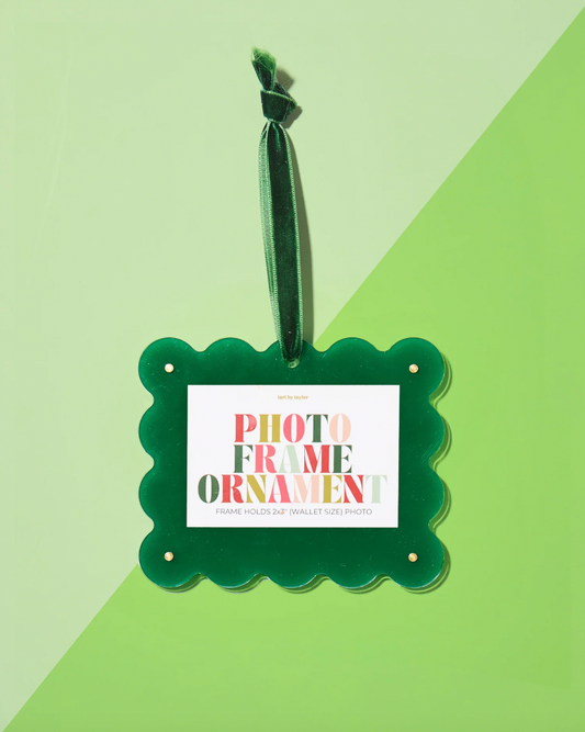 Green Scalloped Mini Photo Frame Ornament