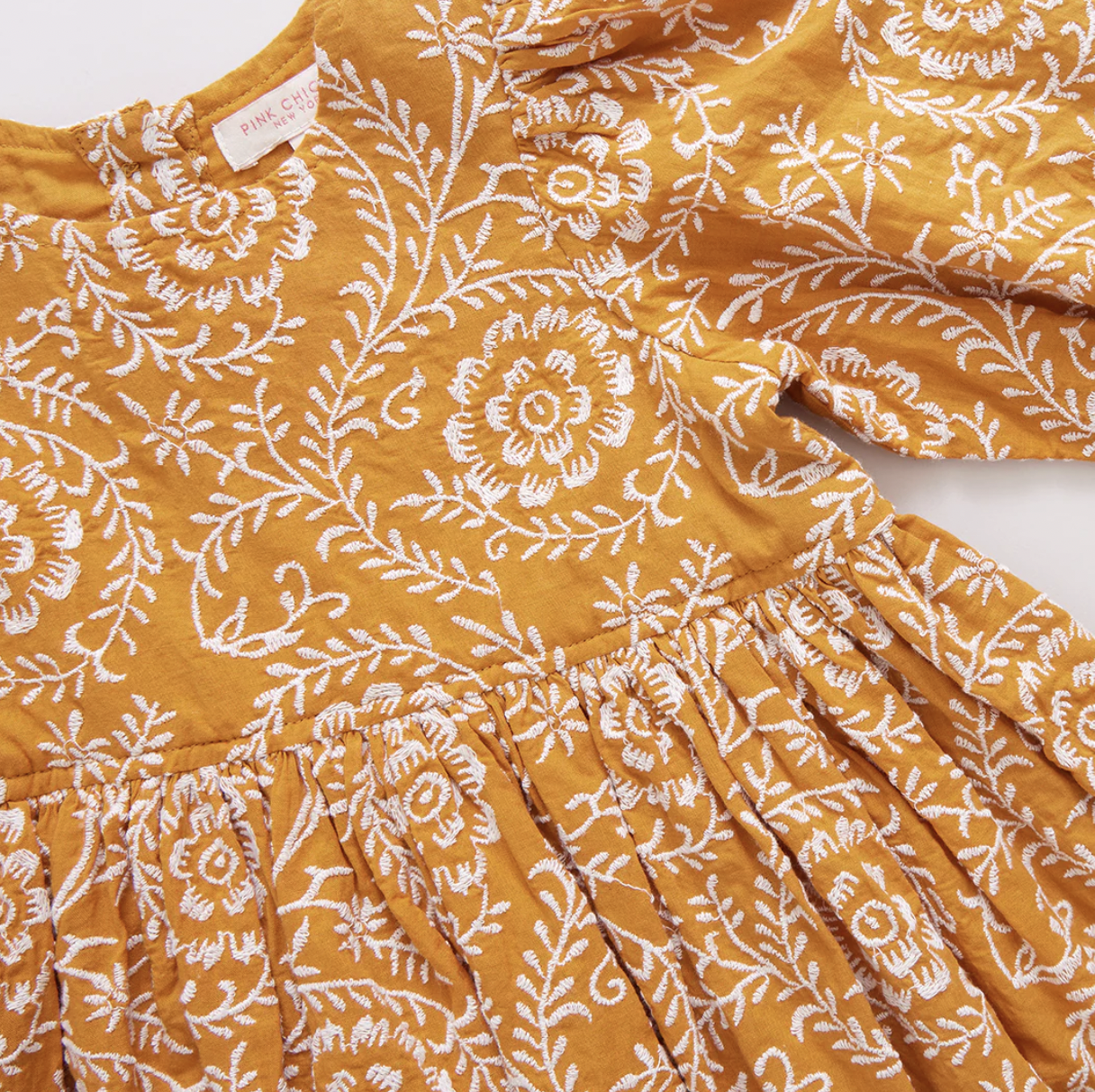 Inca Gold Blooming Embroidery Dress