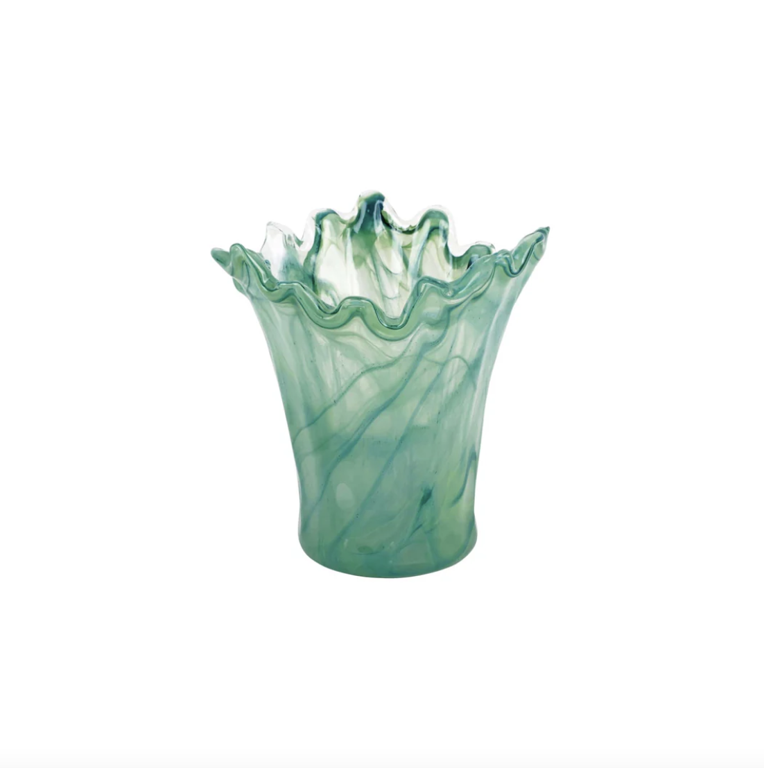 Onda Glass Short Vase - Green