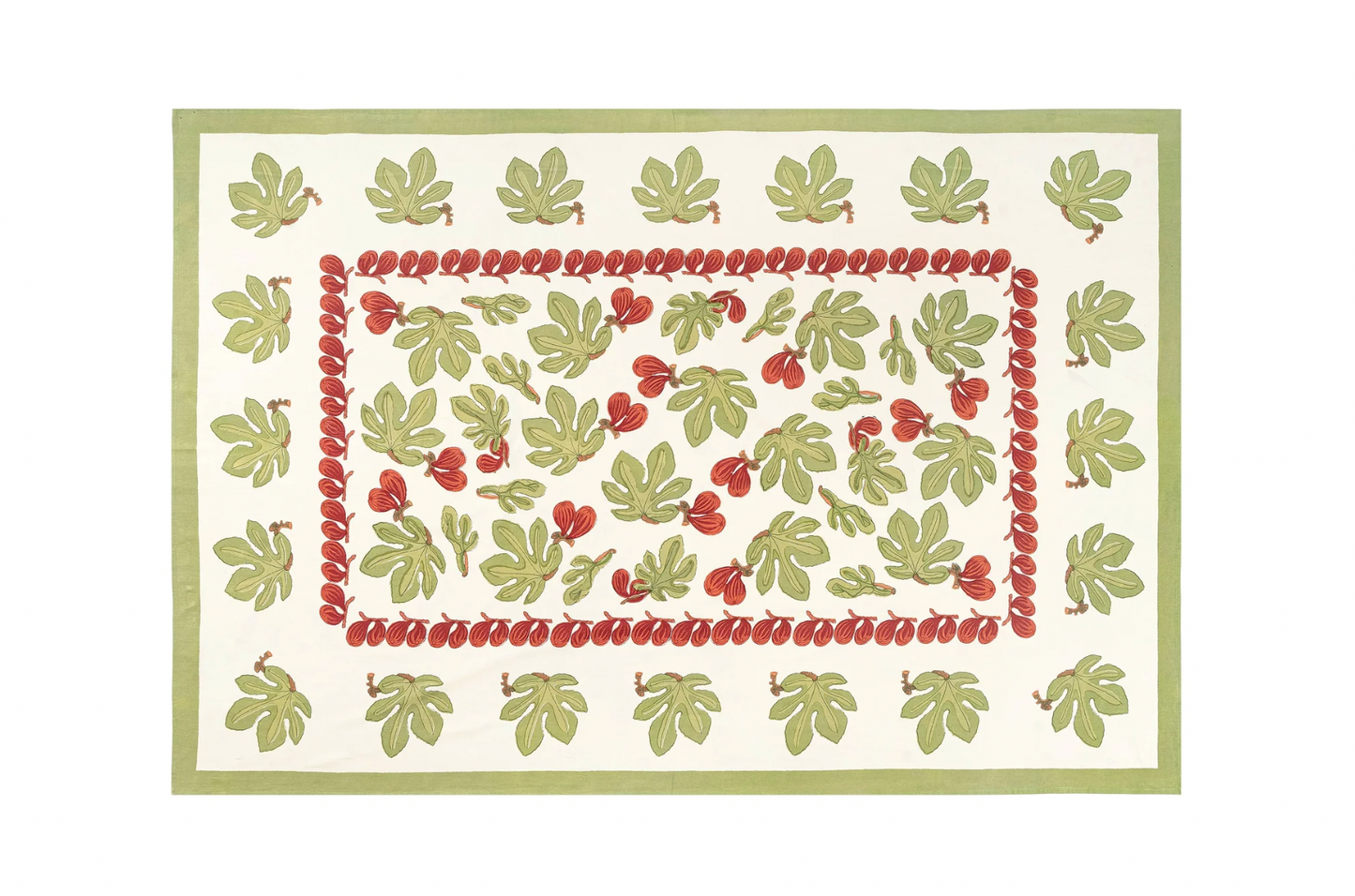 Fig Red & Green French Tablecloth + Napkins