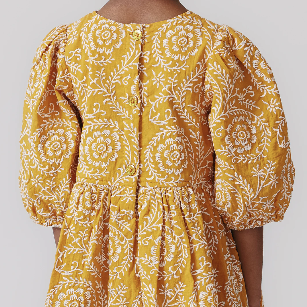 Inca Gold Blooming Embroidery Dress