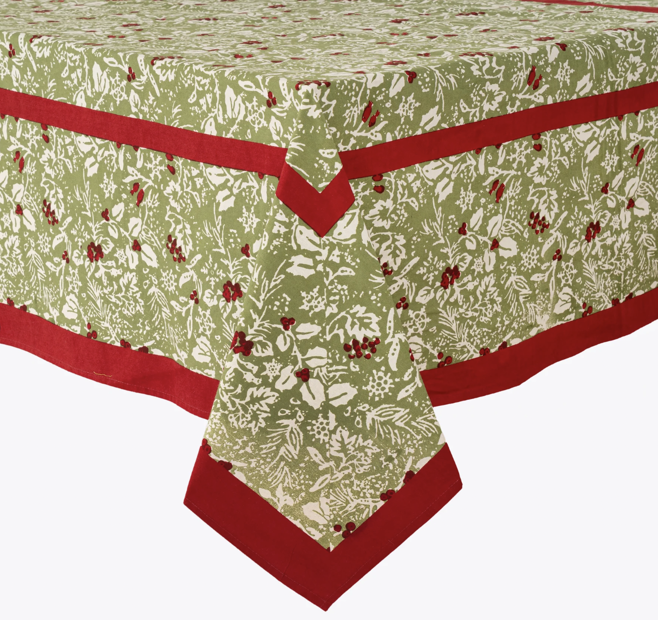 Baies de houx Red & Green Tablecloth + Napkins