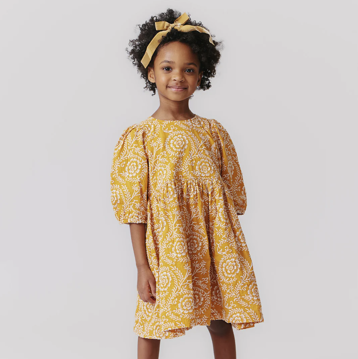 Inca Gold Blooming Embroidery Dress