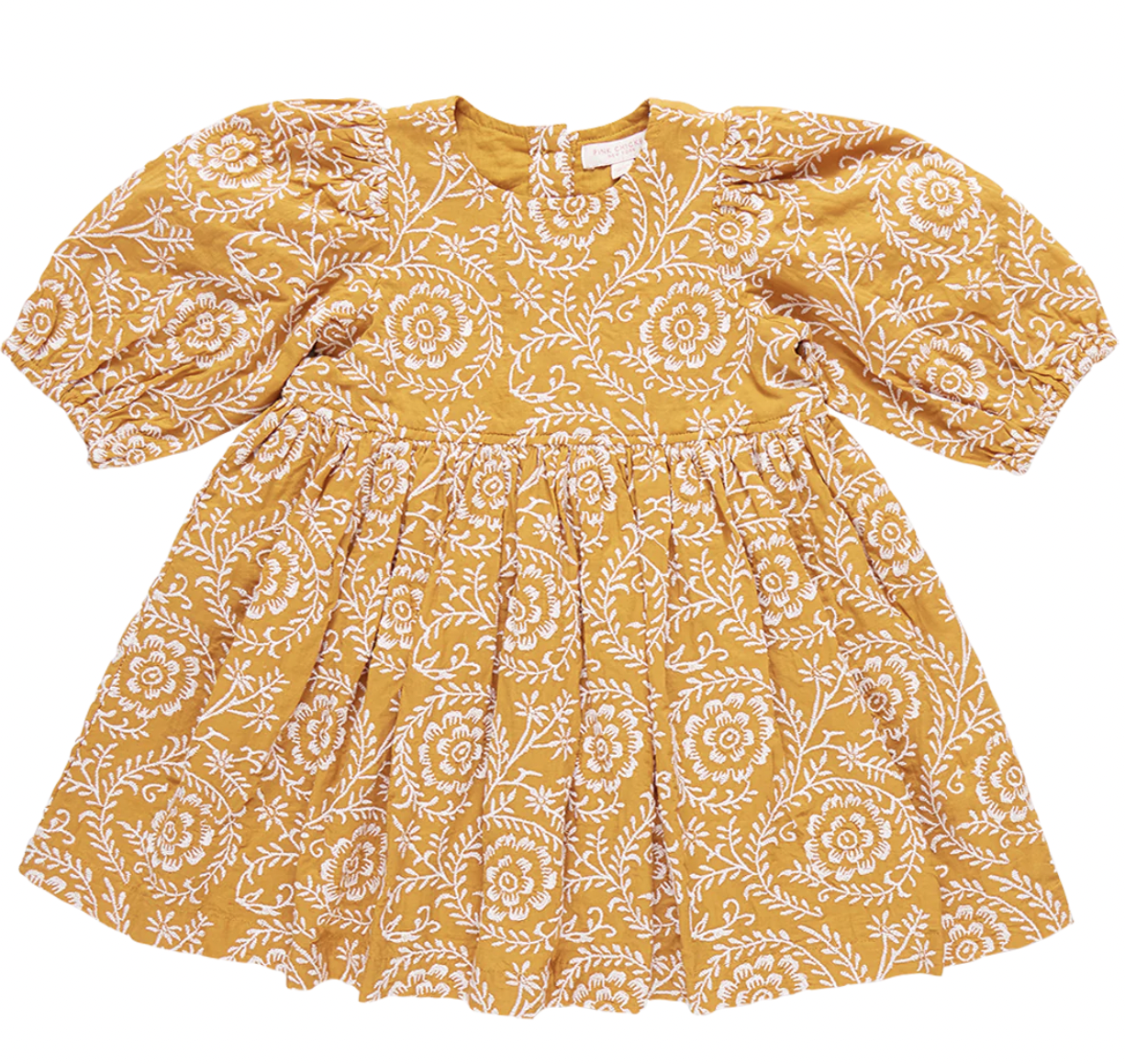 Inca Gold Blooming Embroidery Dress