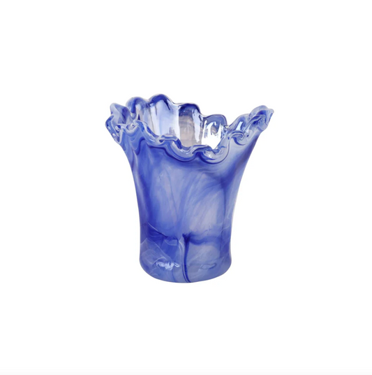 Onda Glass Short Vase - Blue