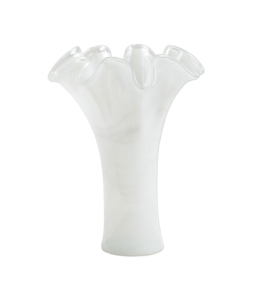 Onda Glass White Short Vase