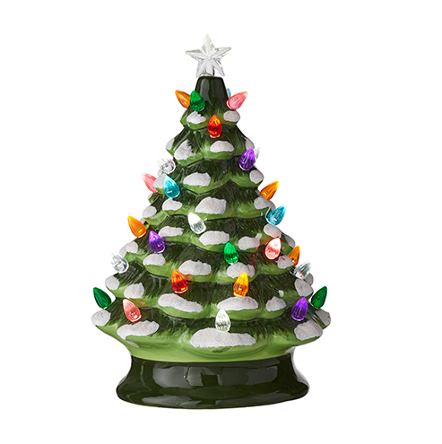 Vintage Snowy Green Lighted Tree