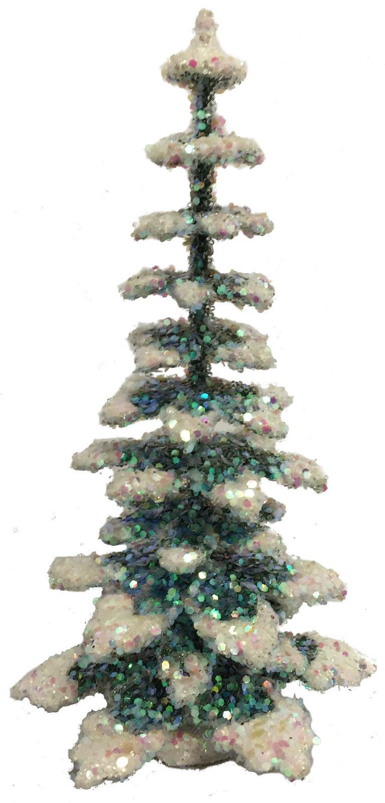 Small Glistening Spruce Tree German Christmas Paper Mach