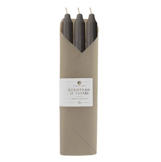 Graphite 12" Taper Candles Gift Package